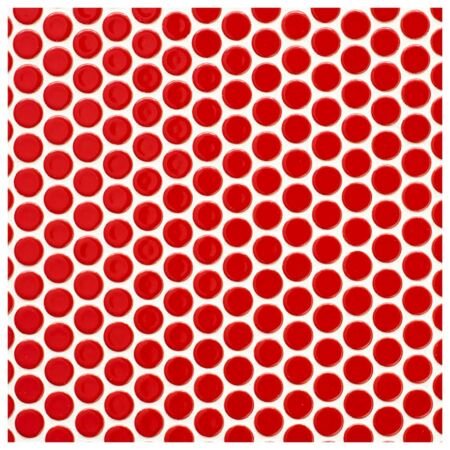 Metro Red Penny Round Porcelain Mosaic