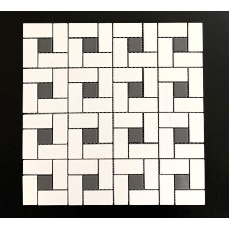 Pro Unglazed Black & Bright White Pinwheel Mosaic