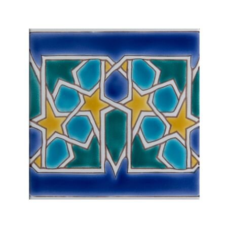 Morisco Bleu Border F 6x6 Moroccan Ceramic Tile
