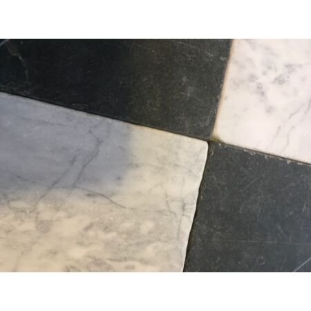 Tumbled Carrara and Nero Marquina Checkerboard Pattern 12x12