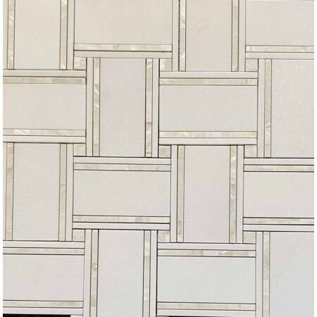 Thassos Basketweave with Mother of Pearl Strip Basketweave