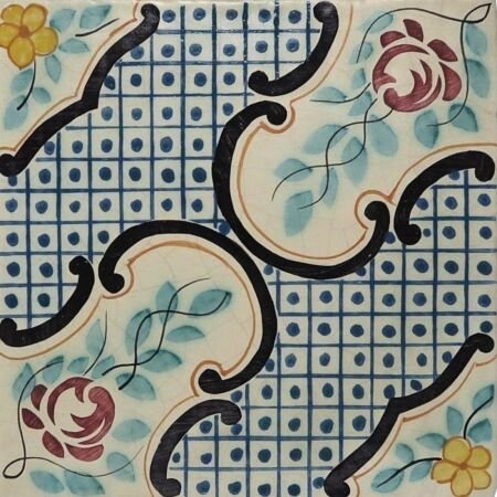 Antique Sicilian Flower 6x6 Terracotta Tile