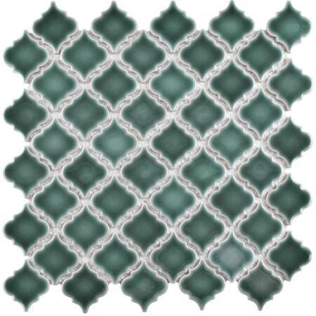 Moroccan Zellige Porcelain Mosaic Glossy Emerald Green