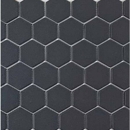 Pro Unglazed Black Hexagon Porcelain Mosaic 2 Inch