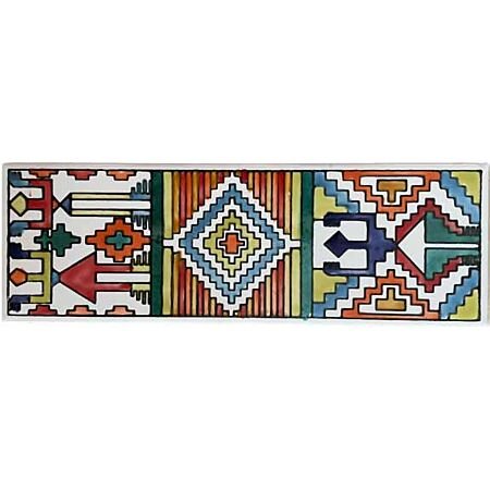 Tunisian Artisanale Berber Geometric Border Hand painted Tile 4x12