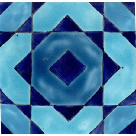 Tunisian Artisanal Aqua Geo 8x8 Moroccan Ceramic Tile 