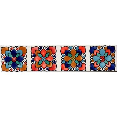 Tunisian Artisanale Flower Border Hand painted Tile 2x8