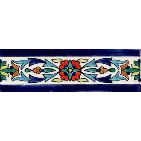 Tunisian Artisanale Flower Border Hand painted Tile 3.5x8