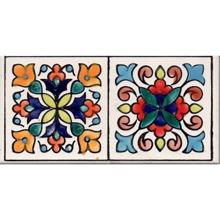 Tunisian Artisanale Flower Border Hand painted Tile 3x6