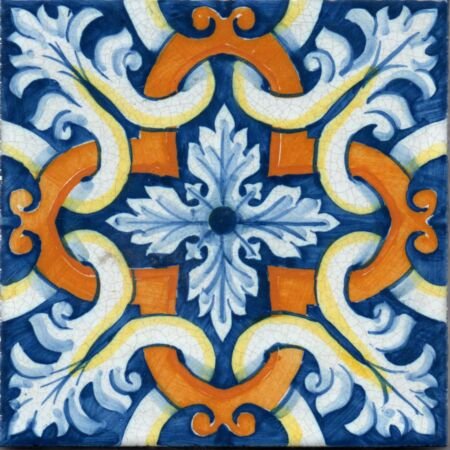 Portuguese Blue Scrolls Lavastone Tile