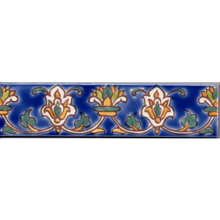 Sejnene Border Handpainted Ceramic Tile 2x8
