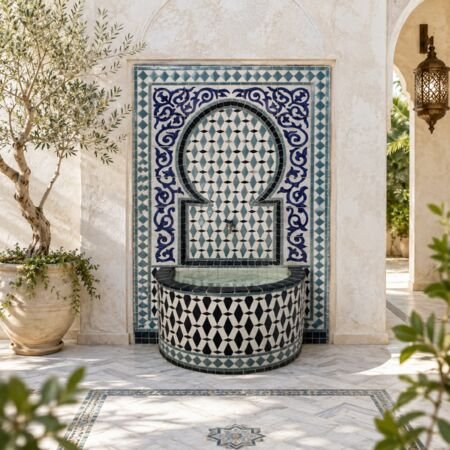 Moroccan Zellige Mosaic Fountain Panel