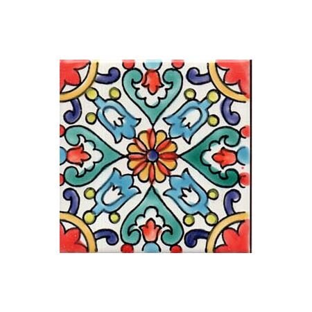 Tunisian Artisanale Bouquet Handpainted Tile 4x4