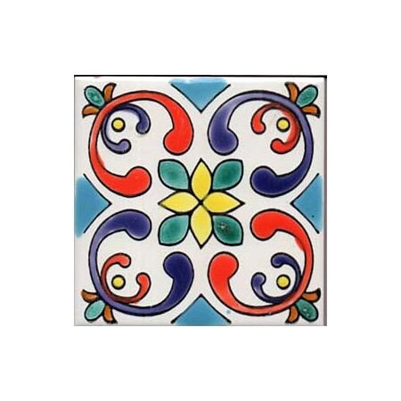 Tunisian Artisanale Blue Bloom Handpainted Tile 4x4