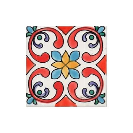 Tunisian Artisanale Orange Bloom Handpainted Tile 4x4
