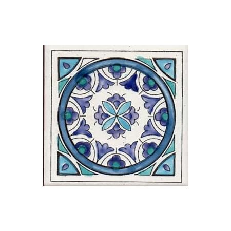 Tunisian Artisanale Blue Tulips Handpainted Tile 4x4