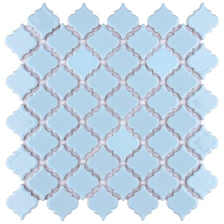 Moroccan Zellige Porcelain Mosaic Glossy Sky Blue