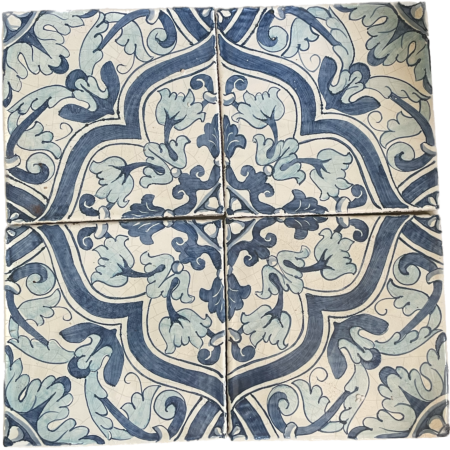 Victorian Blue Scrolls Terracotta Tile