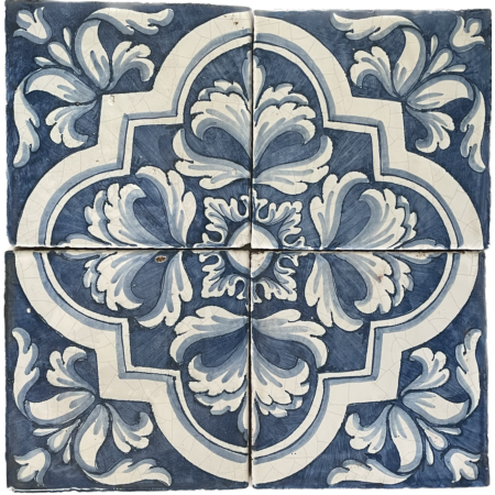 Porto Blue Scrolls Terracotta Tile