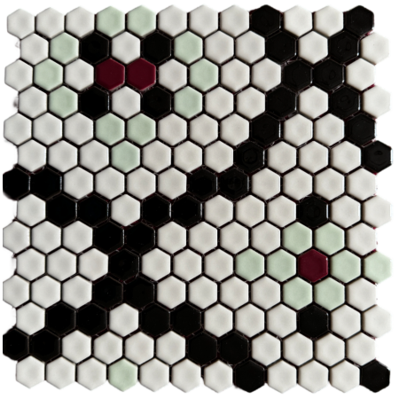 Victorian Restoration Palatial 3/4 Hexagon Pattern 3 Porcelain Mosaic