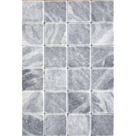 Grey Bardiglio Tumbled 4x4 Marble Tile