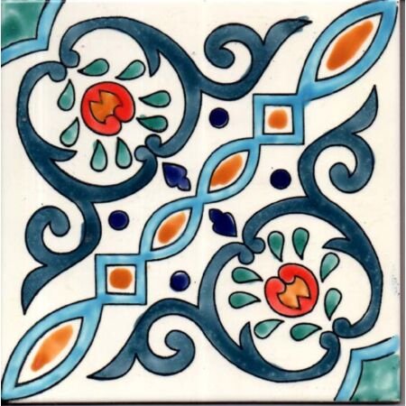 Tunisian Artisanale Blue Majolica Handpainted Tile 8x8