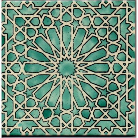 Tunisian Artisanale Moroccan Sea Foam Green 6x6 Ceramic Tile 