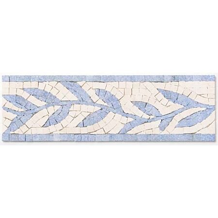 Leaf Mosaic Border with Cream Marble and Blue Celeste