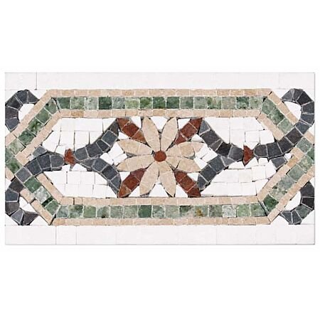 Roman Garden Floral Scroll Mosaic Border