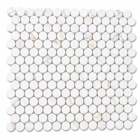 Calacatta Marble Pennyrounds 3/4 inch Mosaic