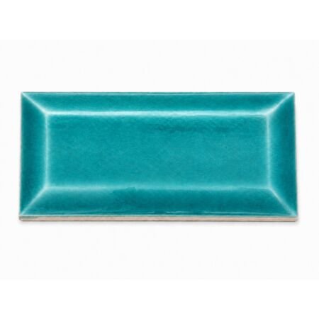 Modern Beveled Edge Subway Tile 3x6 Crackled Lagoon Teal
