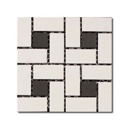 Colonial Unglazed Black & White Pinwheel Mosaic