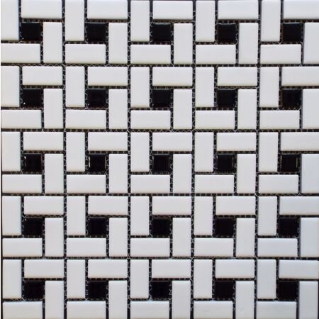 Pro Matte White and Glossy Black Dot Spiral Mosaic