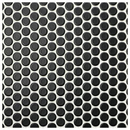 Metro Matte Black Penny Round Mosaic 3/4
