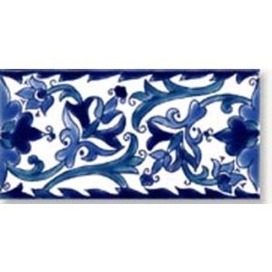 Samarra Blue Border 2 Handpainted Ceramic Tile | Unique Tile & Stone