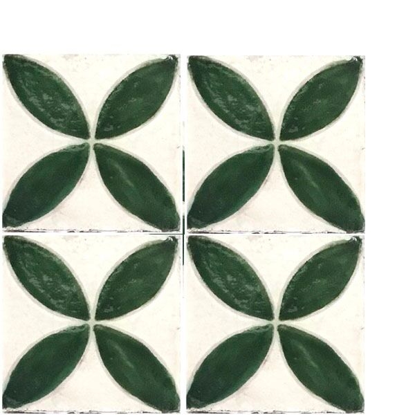 Zellige Malena Green Hand Painted Ceramic Tile 4x4 | Unique Tile