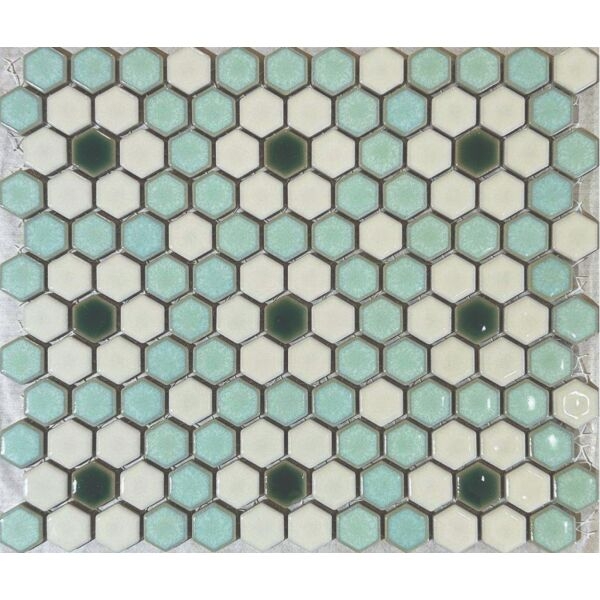 い ち ご Victorian Restoration Glossy Sea Green 3/4 Hexagon Rosette with W