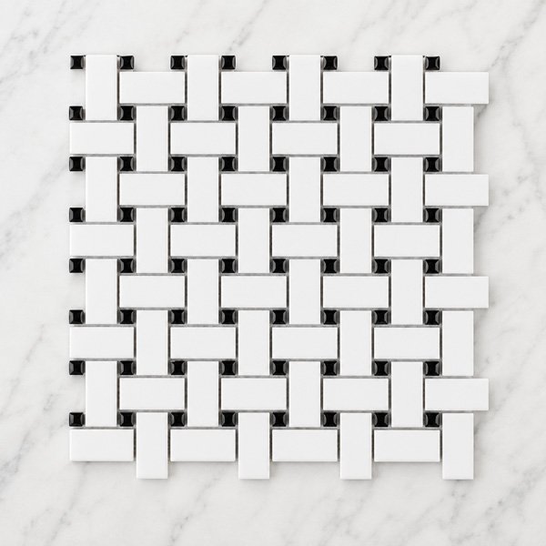 Glazed basketweave mosaic tiles