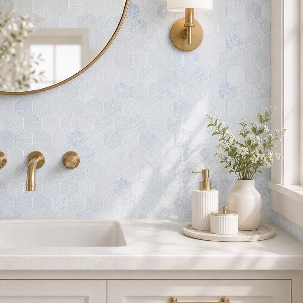 Hexagon marble mosaic tile