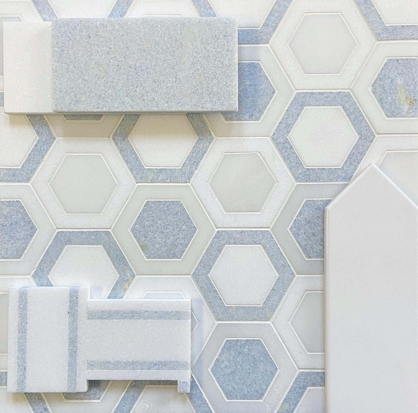 Blue Celeste marble tile with soft blue gray veining