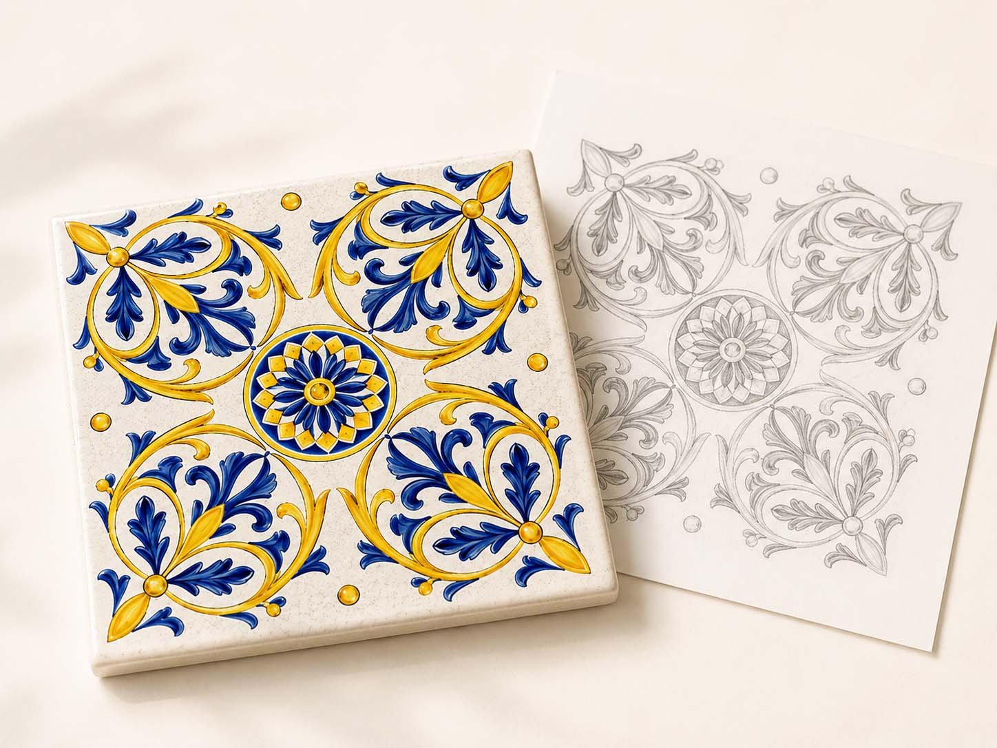 Custom hand painted tile