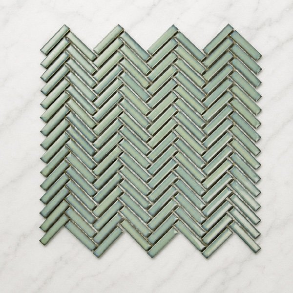 Glazed herringbone mosaic tiles