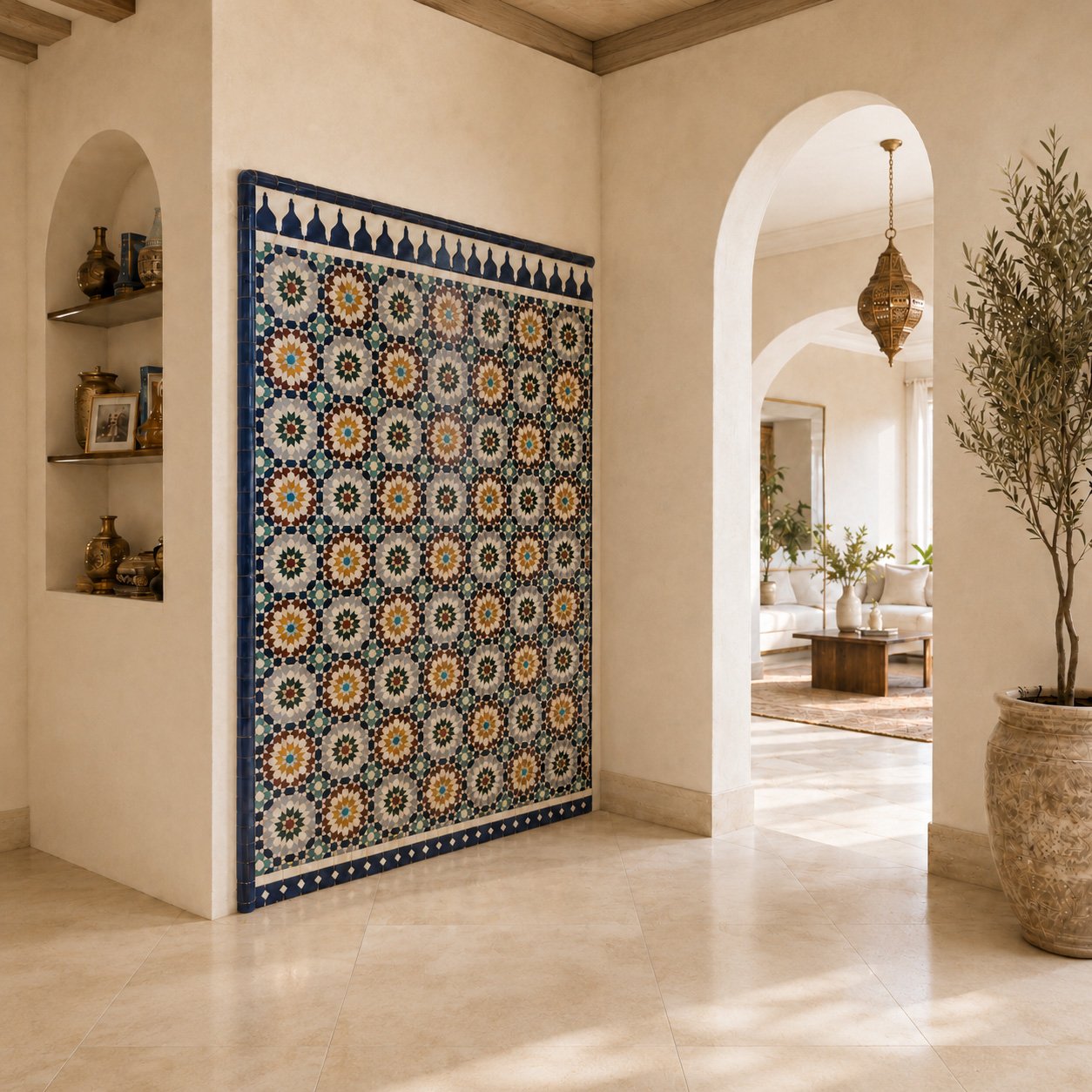 Custom zellige wall panel design