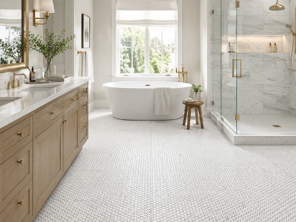 Penny round marble mosaic tile