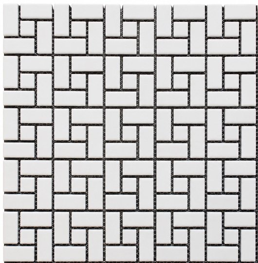 Glazed pinwheel and spiral mosaic tiles