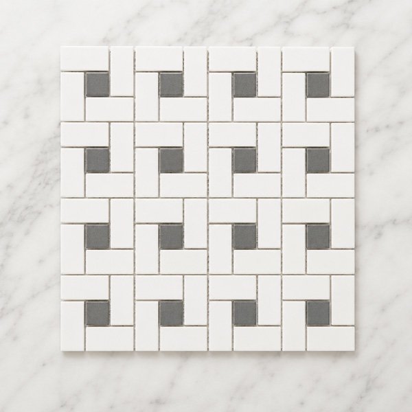 Unglazed porcelain pinwheel spiral mosaic tiles